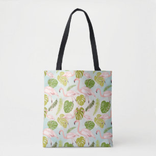 Hand drawn pink flamingo sketch. Vintage illustrat Tote Bag