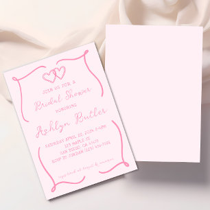 Hand Drawn Pink Frame Bridal Shower Invitation