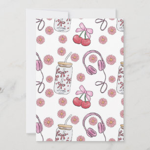 Hand-drawn Pink Girly Elements Seamless Pattern Invitation