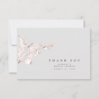 Hand-drawn Pink Gold Wildflowers Elegant Thank You