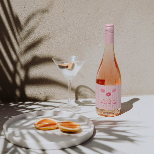 Hand-drawn Pink Lips Valentine's Day Bridal Shower Sparkling Wine Label