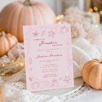 Hand Drawn Pink Little Pumpkin Baby Girl Shower