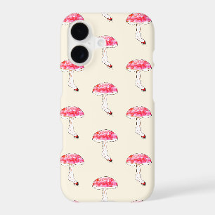 Hand Drawn Pink Mushroom Pastel Fungal Pattern
