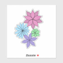 Hand-Drawn Pink, Purple, Blue, Mint Flower Sticker