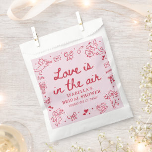 Hand Drawn Pink Red Hearts Valentine Bridal Shower Favour Bags