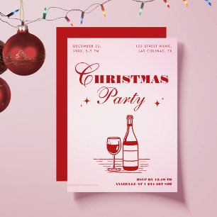 Hand Drawn Pink & Red Stylish Christmas Party Invitation