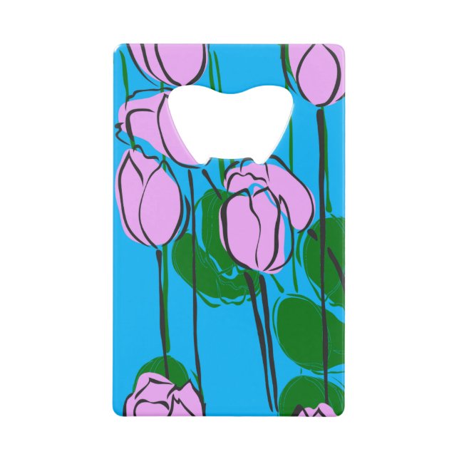 Hand Drawn Pink Tulips on Sky Blue (Front)