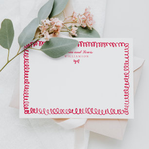 Hand Drawn Pink Whimsical Bridal Shower Stationery Card