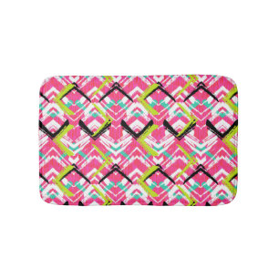 Hand Drawn Pink Zig Zag Pattern Bath Mat