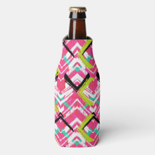 Hand Drawn Pink Zig Zag Pattern Bottle Cooler