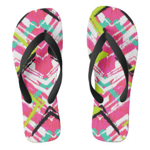Hand Drawn Pink Zig Zag Pattern Jandals