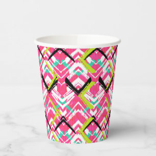Hand Drawn Pink Zig Zag Pattern Paper Cups