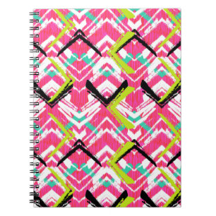 Hand Drawn Pink Zig Zag Pattern Spiral Notebook