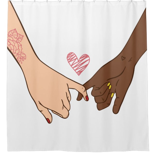 Hand drawn pinky swear pinky promise concept shower curtain (Front)
