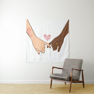 Hand drawn pinky swear pinky promise concept tapestry