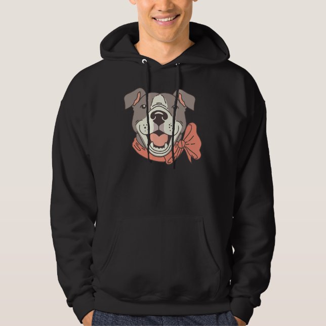 Hand Drawn Pitbull Cute Dog Hoodie (Front)