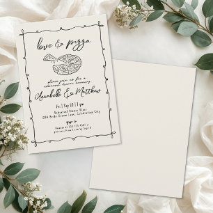 Hand Drawn Pizza Wedding Rehearsal Dinner Invitation