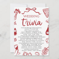 Hand Drawn Pizza Wedding Trivia Bridal Shower Game