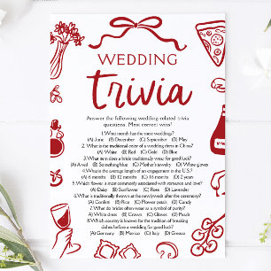 Hand Drawn Pizza Wedding Trivia Bridal Shower Game Invitation