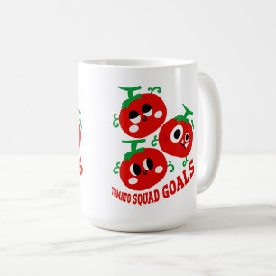 Hand-drawn Playful Trio of Kawaii Tomato Faces Coffee Mug