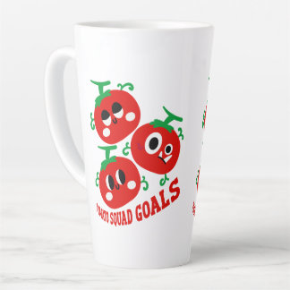 Hand-drawn Playful Trio of Kawaii Tomato Faces Latte Mug