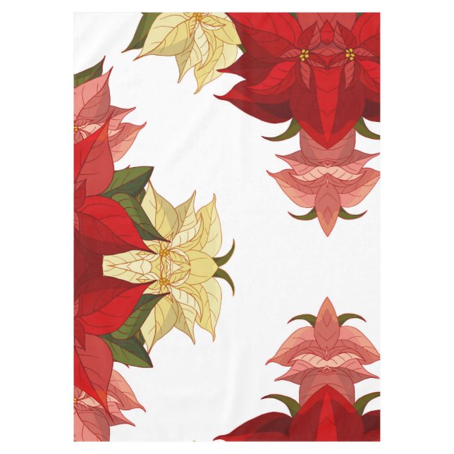 Hand Drawn Poinsettia Tablecloth (Front)