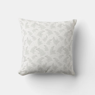 Hand Drawn Polar Bears With Snow Winter Cushion
