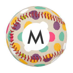 Hand-drawn polka dot pattern baseball