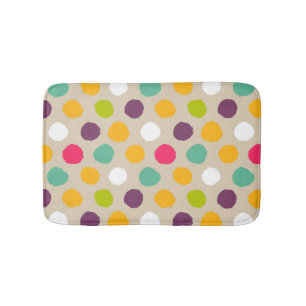 Hand-drawn polka dot pattern bath mat