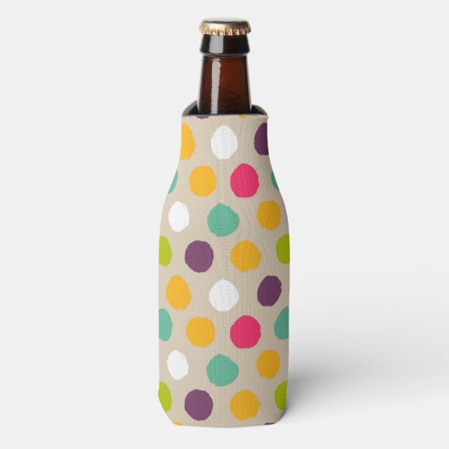 Hand-drawn polka dot pattern bottle cooler (Bottle Front)