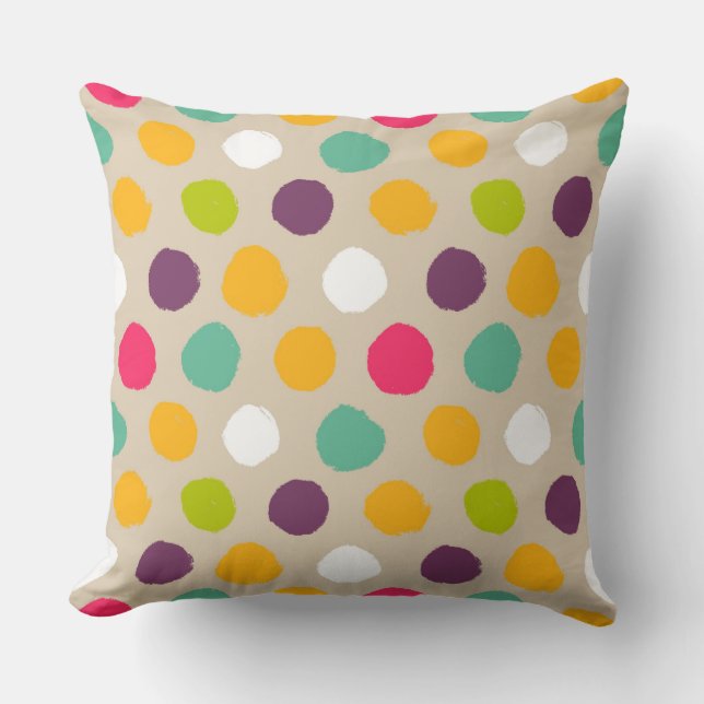 Hand-drawn polka dot pattern cushion (Front)