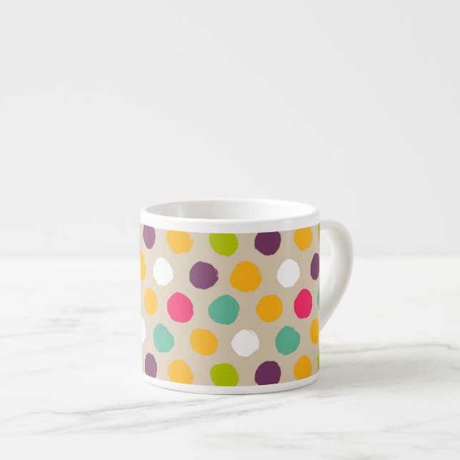Hand-drawn polka dot pattern espresso cup (Front Right)