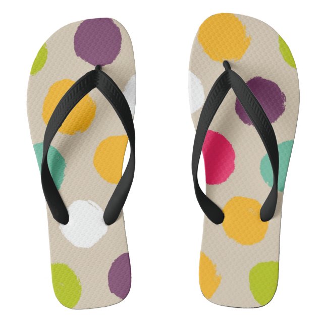 Hand-drawn polka dot pattern jandals (Footbed)