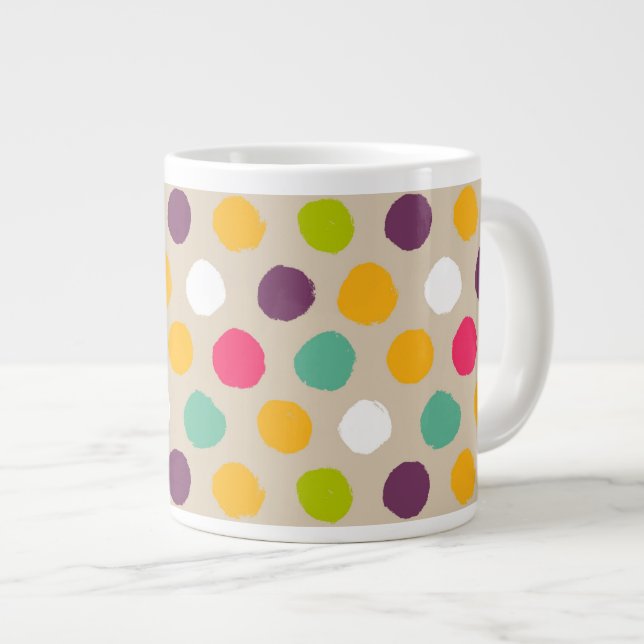 Hand-drawn polka dot pattern large coffee mug (Front Right)