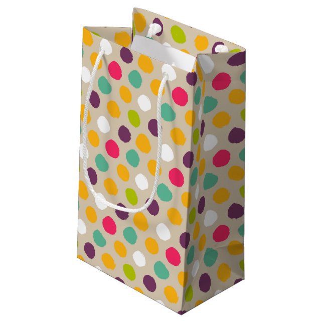 Hand-drawn polka dot pattern small gift bag (Back Angled)