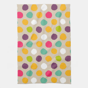 Hand-drawn polka dot pattern tea towel