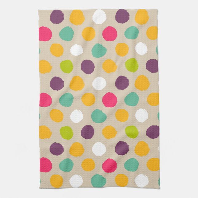 Hand-drawn polka dot pattern tea towel (Vertical)