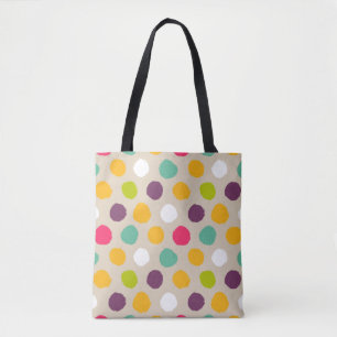 Hand-drawn polka dot pattern tote bag