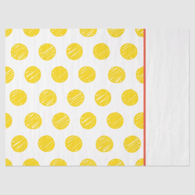 Hand Drawn Polka Dot Yellow Orange White Gift Wrap Tissue Paper (Front)