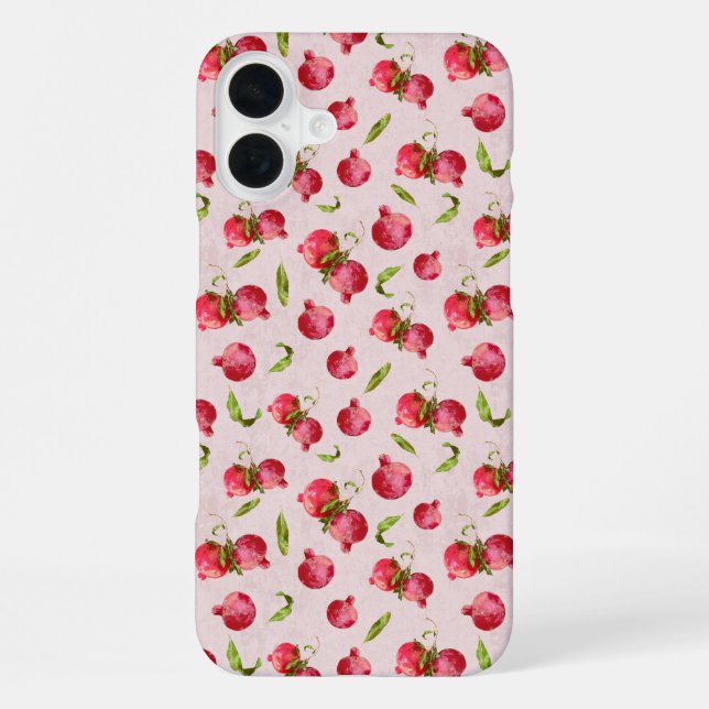 Hand Drawn Pomegranate Botanical Illustration iPhone Case (Back)