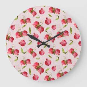 Hand Drawn Pomegranate Botanical Illustration Large Clock