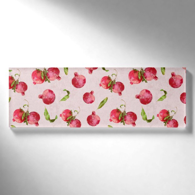 Hand Drawn Pomegranate Botanical Illustration Name Tag (Front)