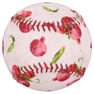 Hand Drawn Pomegranate Botanical Illustration Softball