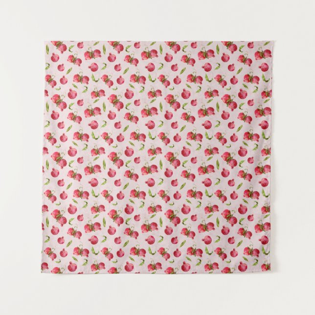 Hand Drawn Pomegranate Botanical Illustration Tapestry (Front)