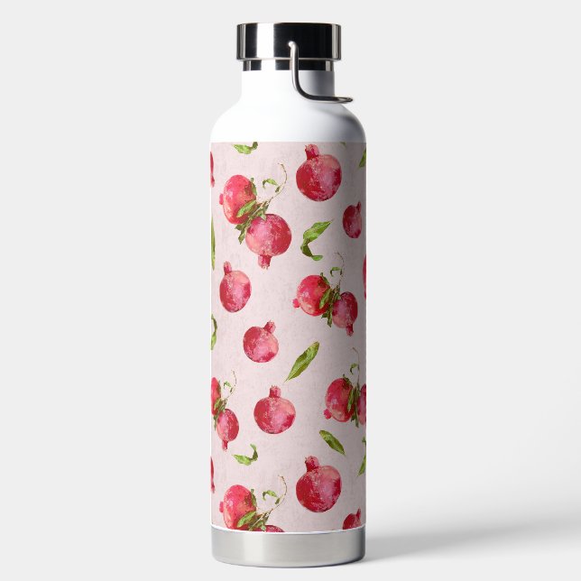 Hand Drawn Pomegranate Botanical Illustration Water Bottle (Left)
