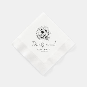 Hand Drawn Poodle Drinks on me Cocktail Napkin