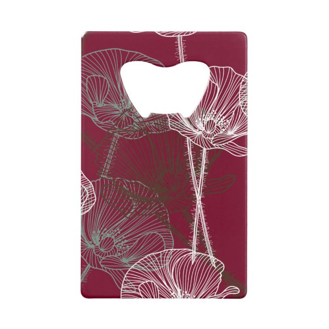 Hand Drawn Poppies on Dark Red (Front)