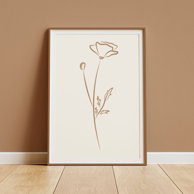 Hand Drawn Poppy Wall Art Flower Print Minimalist (Creator Uploaded)