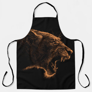 Hand drawn portrait of Lioness. Graphical sketch o Apron