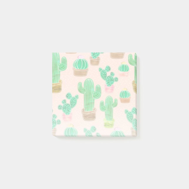 Hand Drawn Potted Cactus Pattern Post-it Notes (Front)